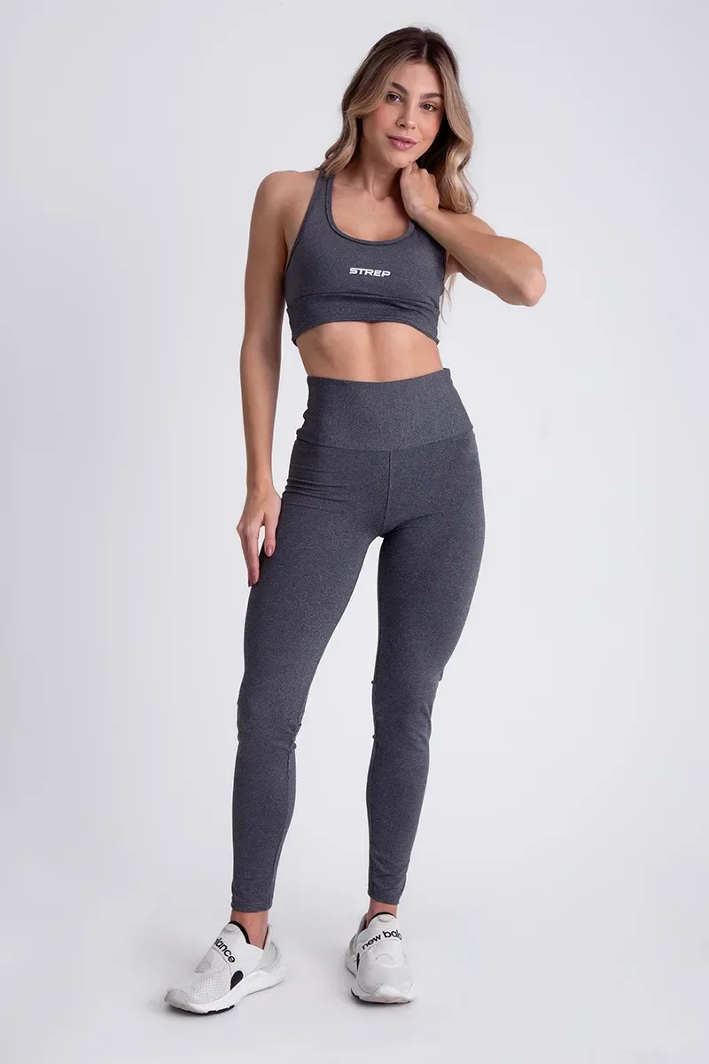 Conjunto Feminino Fitness Calça E Top - Cinza
