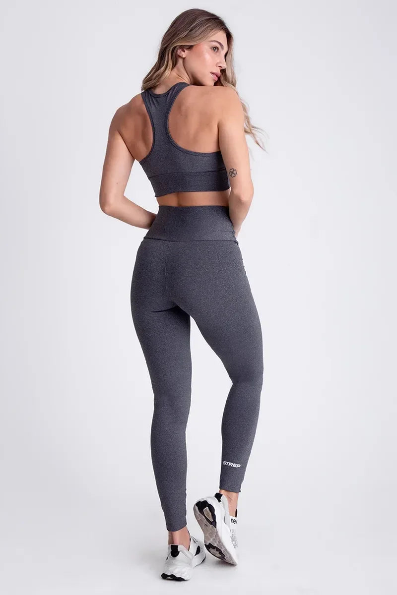 Conjunto Feminino Fitness Calça E Top - Cinza