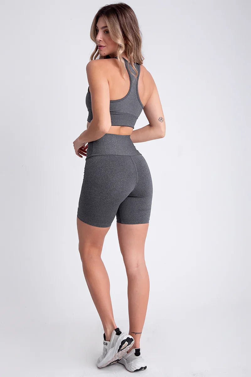 Conjunto Grey Motion Top e Short Legging