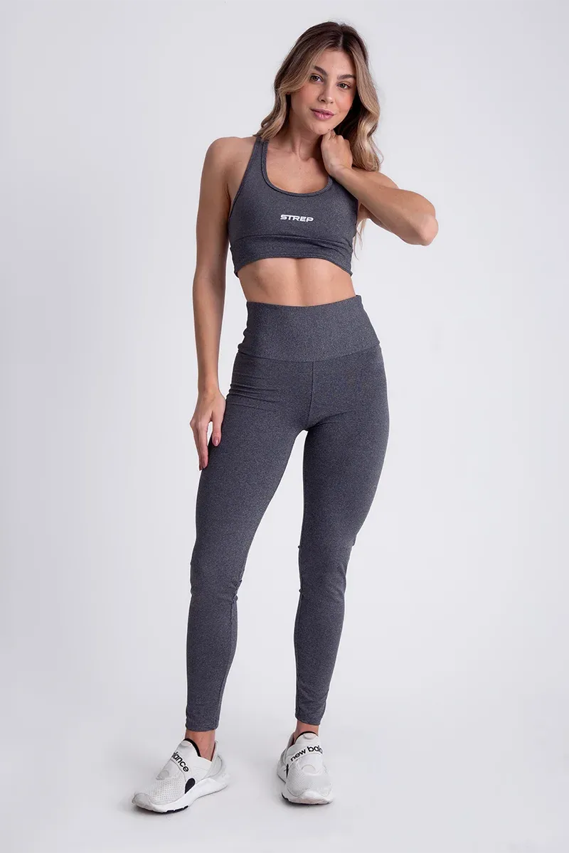 Conjunto Feminino Fitness Calça E Top - Cinza
