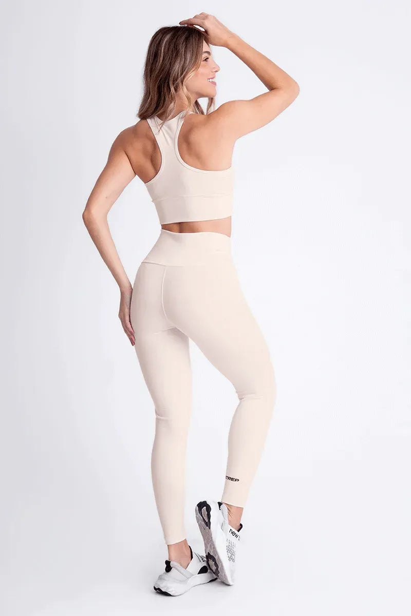 Conjunto Feminino Fitness Calça E Top - Bege