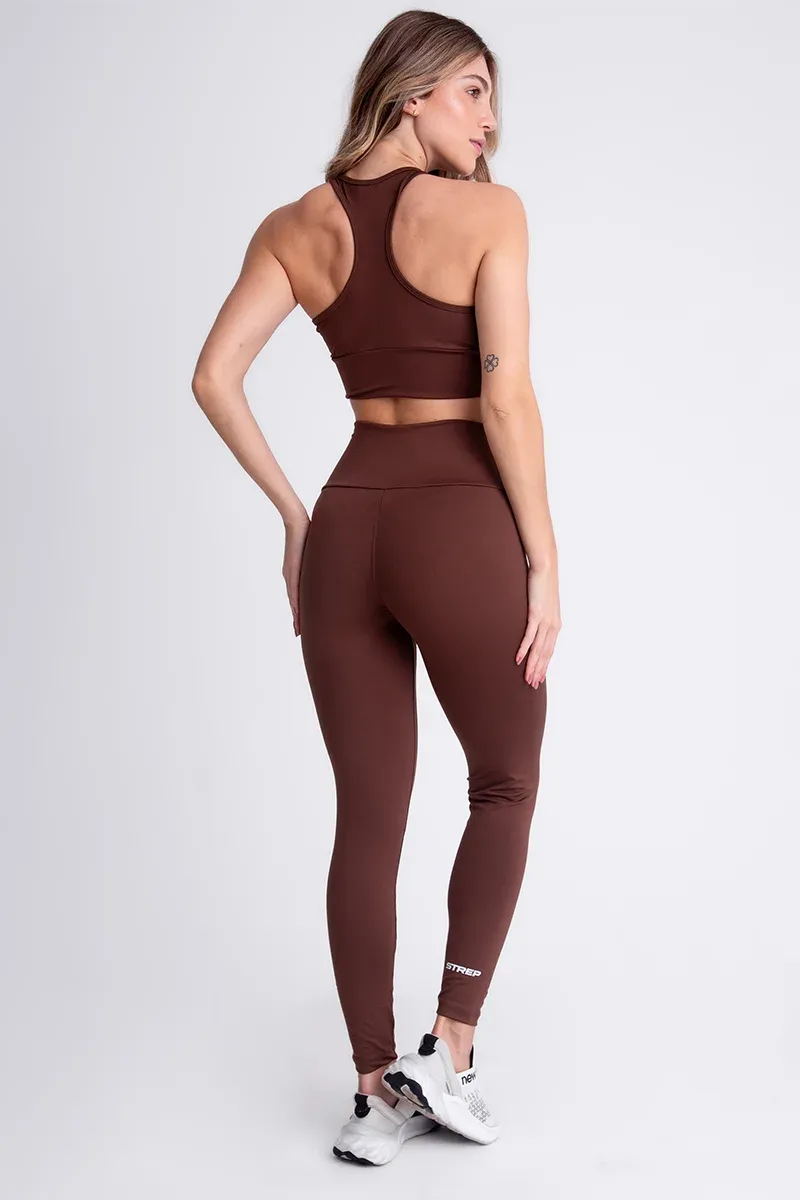 Conjunto Feminino Fitness Calça E Top - Marrom