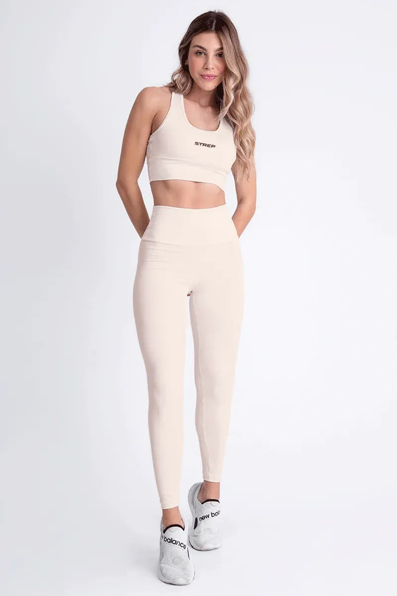 Conjunto Feminino Fitness Calça E Top - Bege