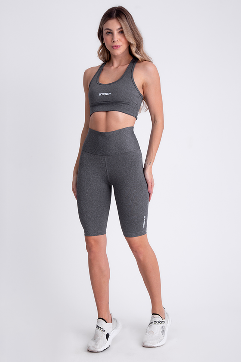 Conjunto Grey Motion Top e Short Ciclista